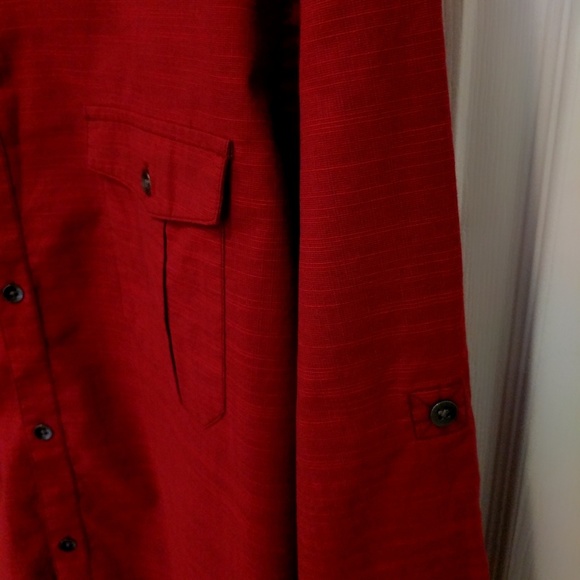 Alfani Casual Button Up Shirt - Red - XL - Picture 5 of 7